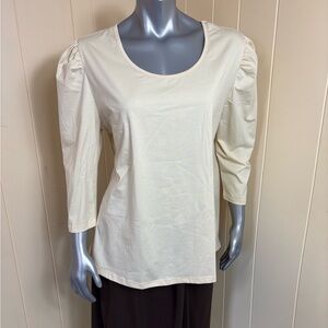 Agnes & Dora MIA Top Blouse Womens Size XXXL 3/4 Puff Sleeve Cream Off White